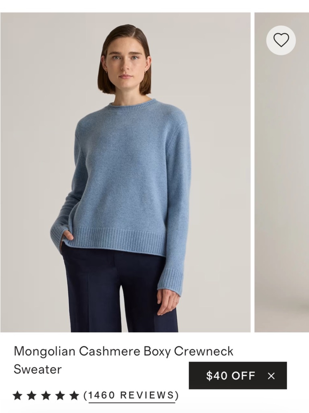 NWT Quince Blue Crewneck Cashmere Sweater - Women
